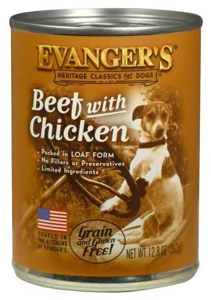 12/12.5oz Evanger's All-Meat Classic Beef With Chicken For Dogs - Health/First Aid
